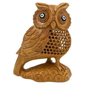 Wooden Handmade Carved Owl Statue (6inch)